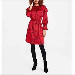 Ann Taylor Python Print Tie waist flare dress -SP